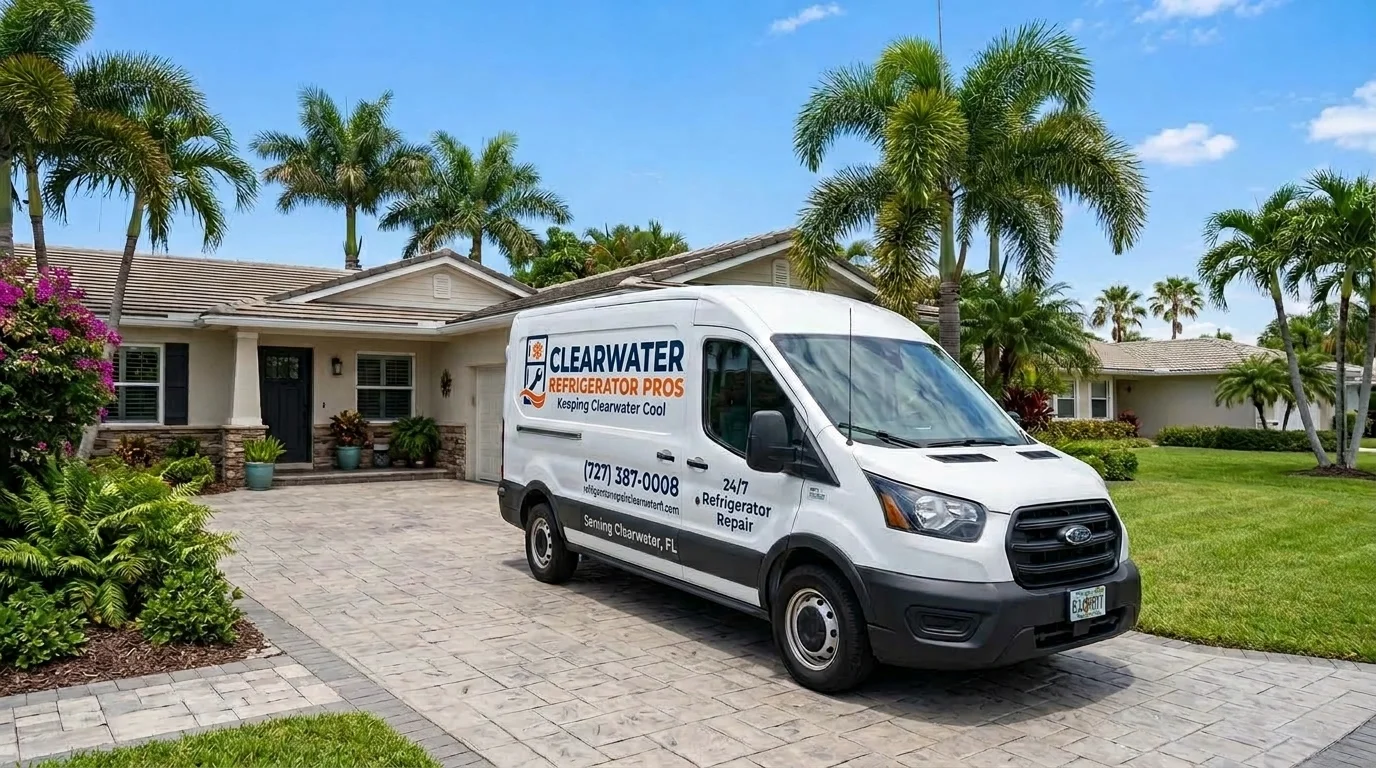 Clearwater Refrigerator Pro mobile service van in Clearwater driveway